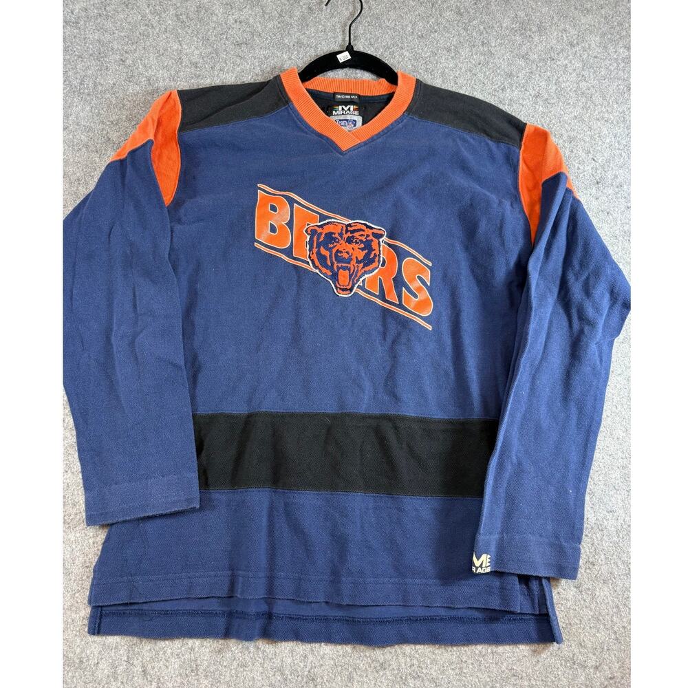 VINTAGE 90s NFL Chicago Bears Shirt Youth XL Blue Long Sleeve Mirage Football